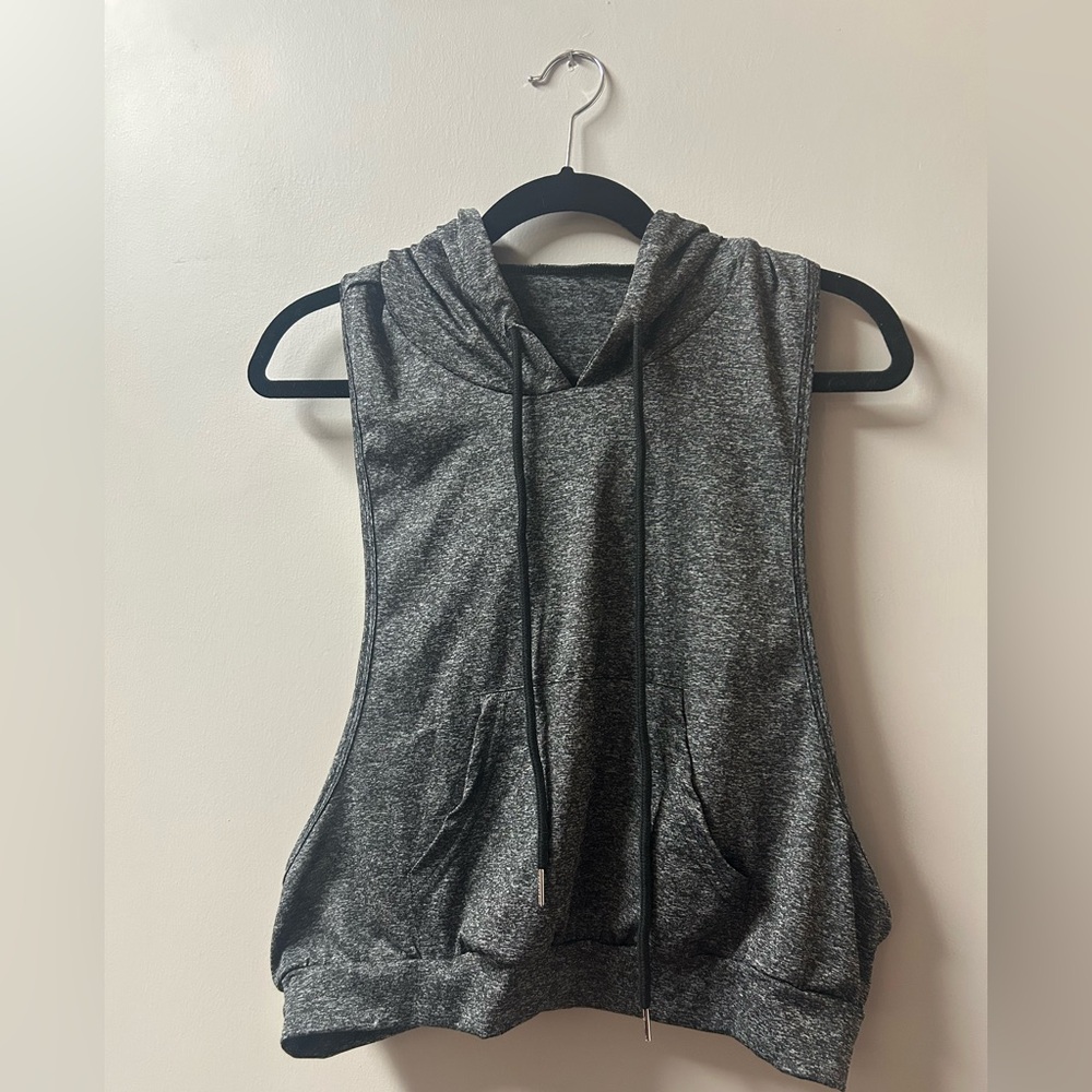 2 Pack Punk Grunge Hoodie Sleeveless Open Side 1 Gray & 1 Black Large - Picture 3 of 16